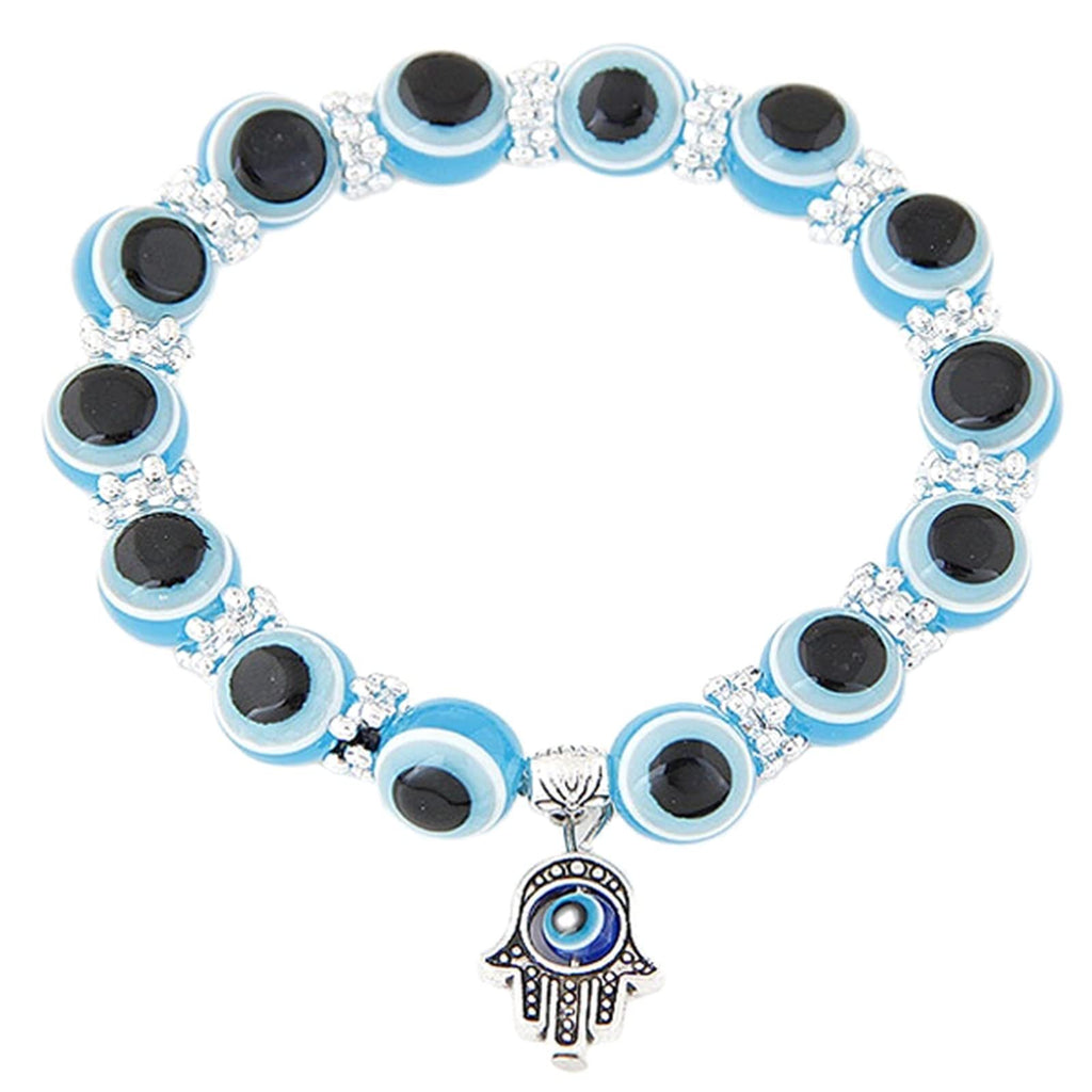 Men's Demon Eye Bracelet Palm Pendant Resin Evil Blue Eye Beads Fatima Palm Bracelet