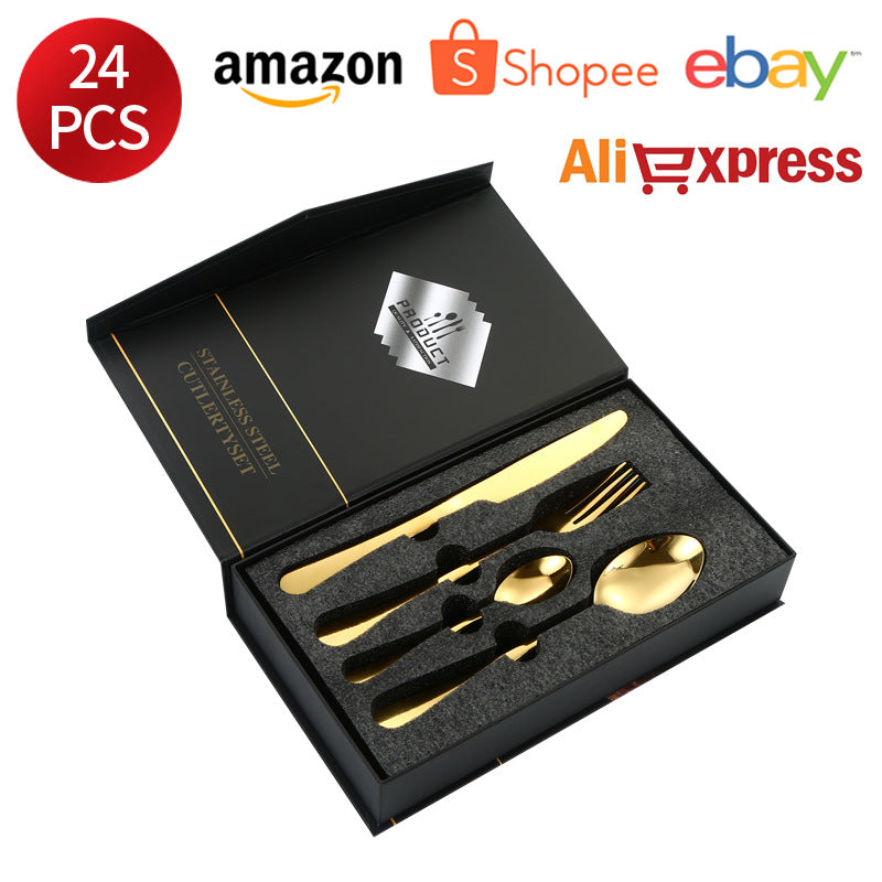 1010Stainless Steel Cutlery Knife Fork Spoon24Set of Western Steak Knives and Forks6Set for One Person