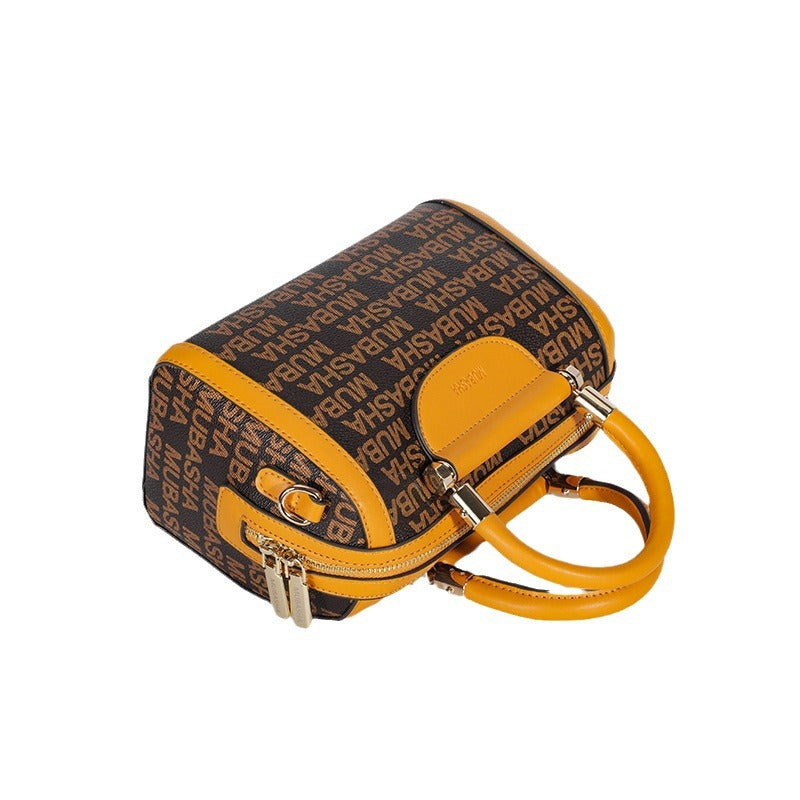2024New Fashion Boston Bag Printed Retro Pillow Bag Handheld Shoulder Bag Personalized Crossbody Bag European and American Style Bag