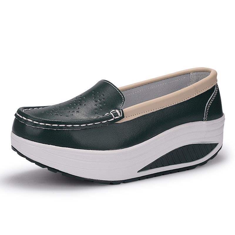 Platform Shoes for Women Thick Sole Nurse Shoes Wedge Mom Shoes High Heel White Soft Sole Work Shoes Travel Single Shoes Rocking Shoes