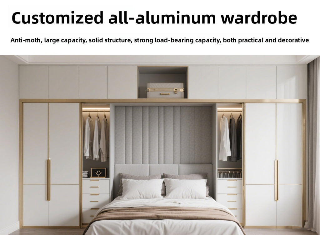 Custom Whole House Wardrobe Aluminum Alloy Modern Simple Home Bedroom Storage Integrated Cabinet Overall Floor-standing Manufacturer