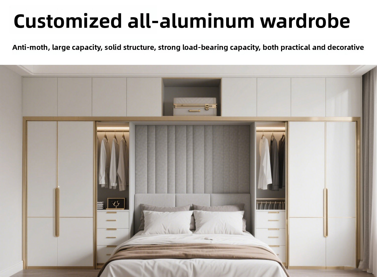 Custom Whole House Wardrobe Aluminum Alloy Modern Simple Home Bedroom Storage Integrated Cabinet Overall Floor-standing Manufacturer
