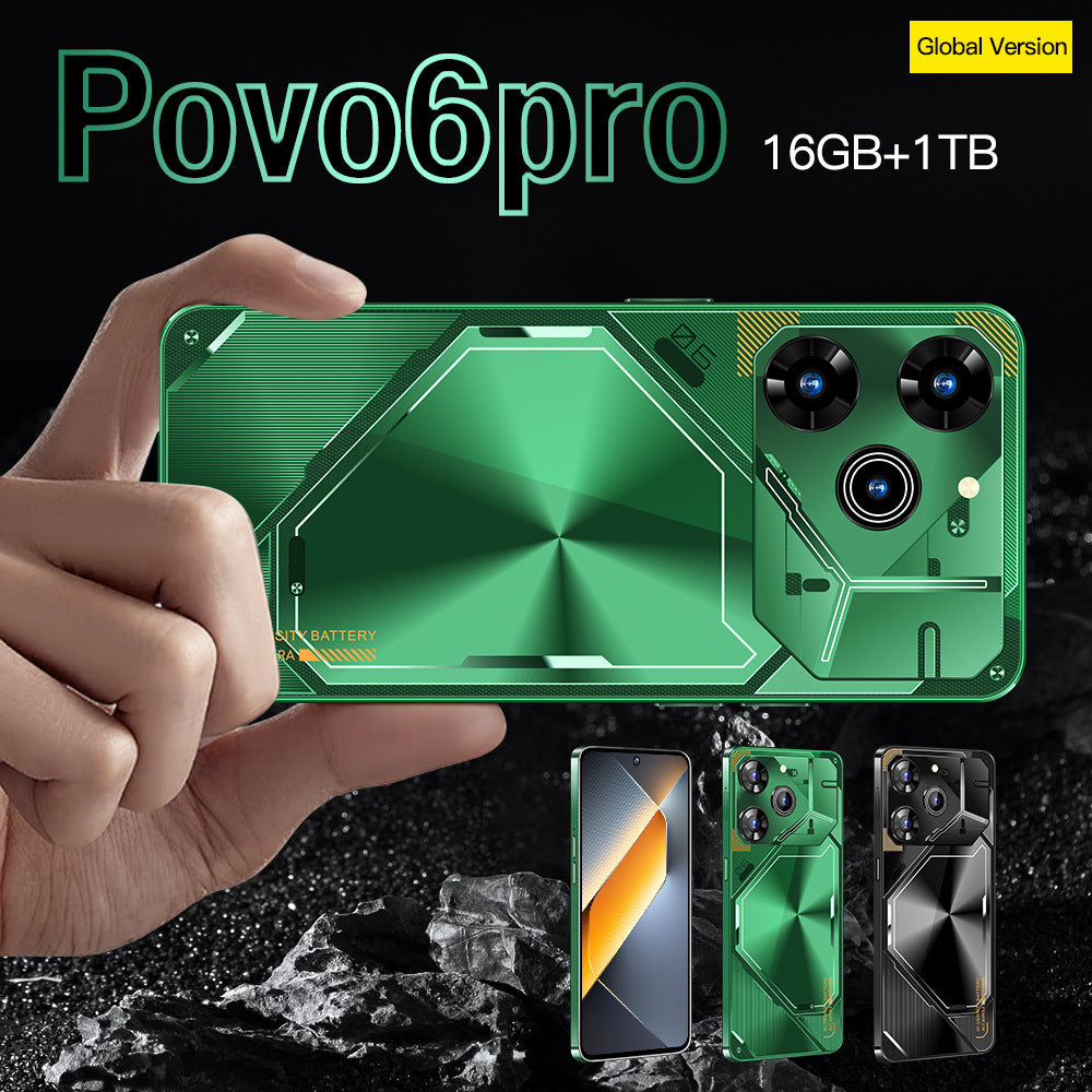 New Global Exclusive Povo6Pro Android16+1T Super Large Screen Smartphone Factory Direct Price