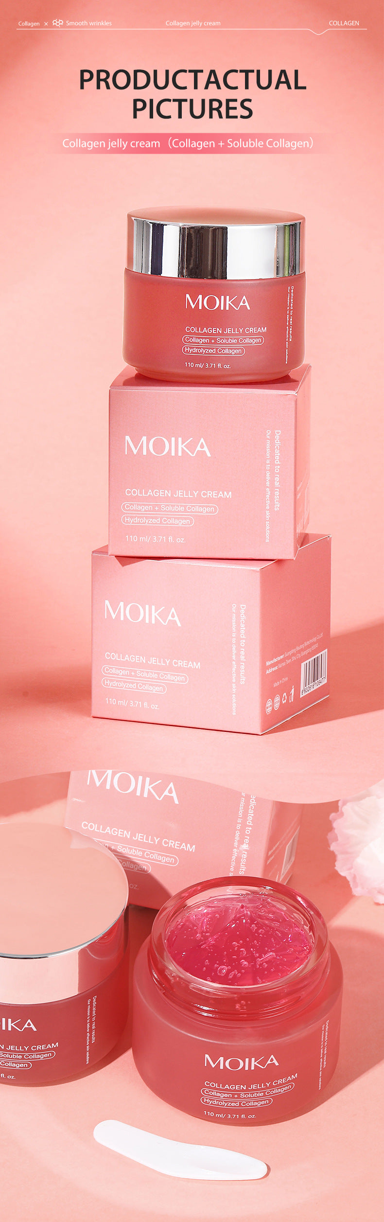 Ready Stock Collagen Jelly Face Cream110g Moisturizing, anti-wrinkle, anti-aging, firming niacinamide gel cream