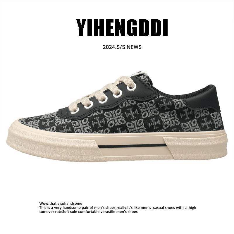 25138 Men's Flat Lace-Up Low-Top Canvas Shoes Retro Spring Trendy Sneakers Breathable Summer Casual Trendy Shoes