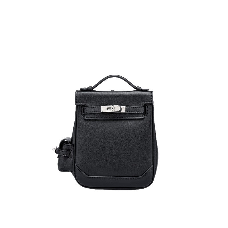 Genuine Leather Vintage Kelly Bag for Women, High-End Versatile Underarm Commuter Messenger Bag, Top Layer Cowhide Single Shoulder Crossbody Bag for Women