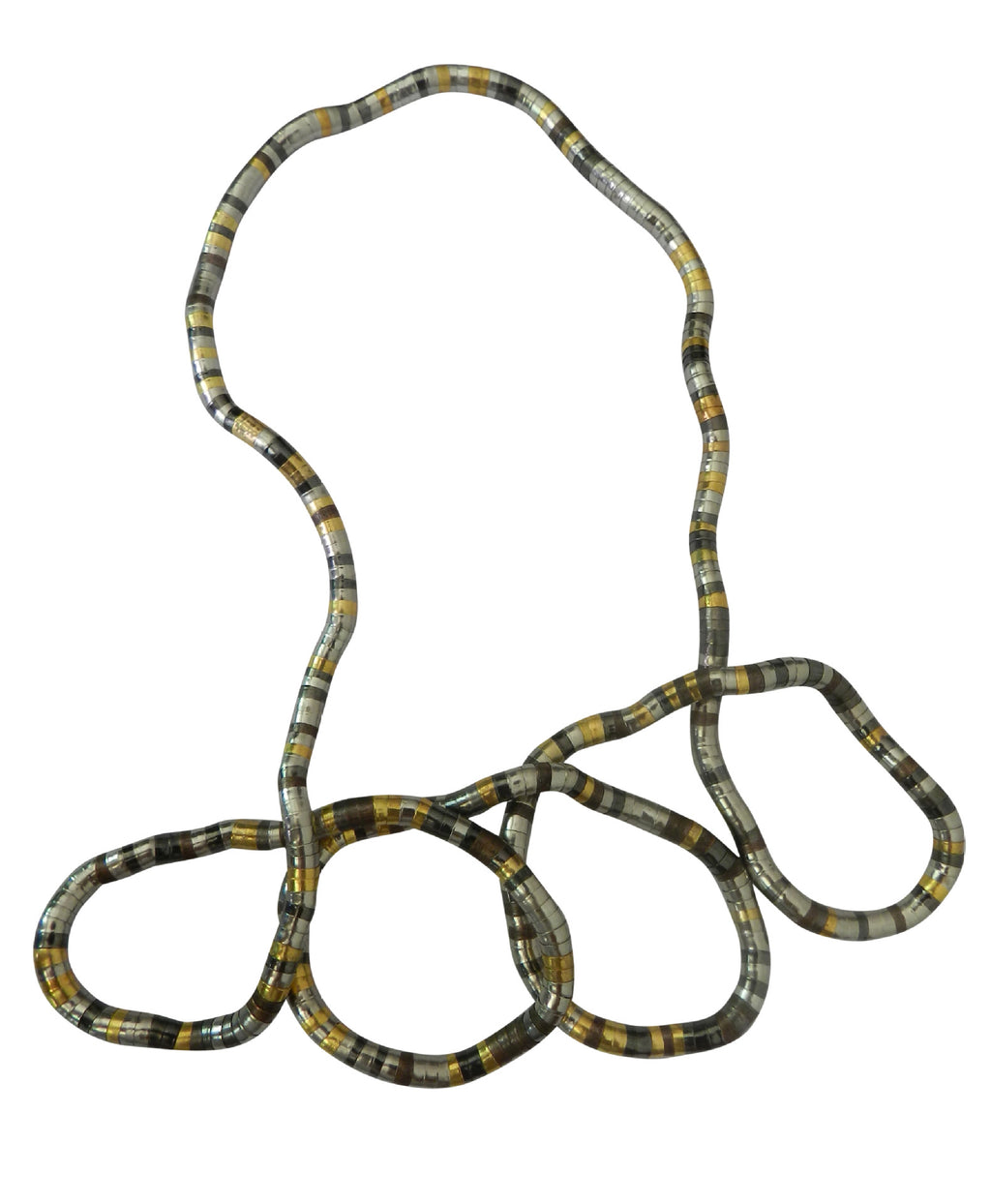 Wrapped Snake Necklace Without Head and Tail90cm White K Iron-plated Irregular Snake Year Necklace Flexible Bendable Snake Bone Necklace