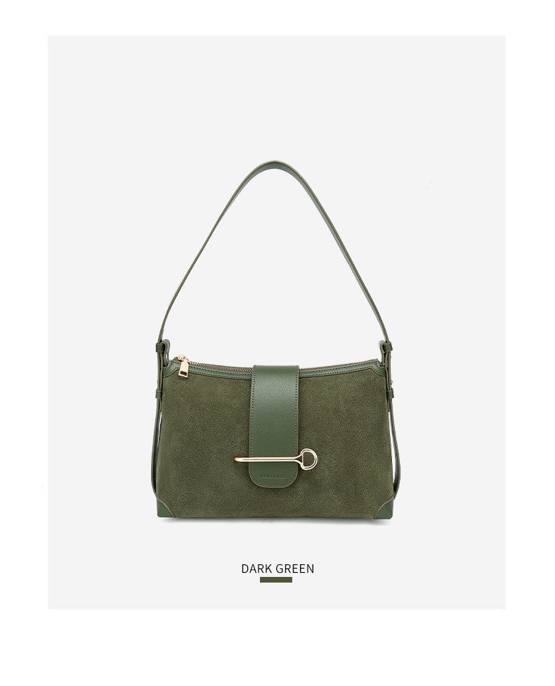 European and American New Style Deer Antler Leather Bag Single Shoulder Underarm Bag Light Luxury Fashion Women's Bag Genuine Leather Crossbody Women's Bag Niche Large Capacity