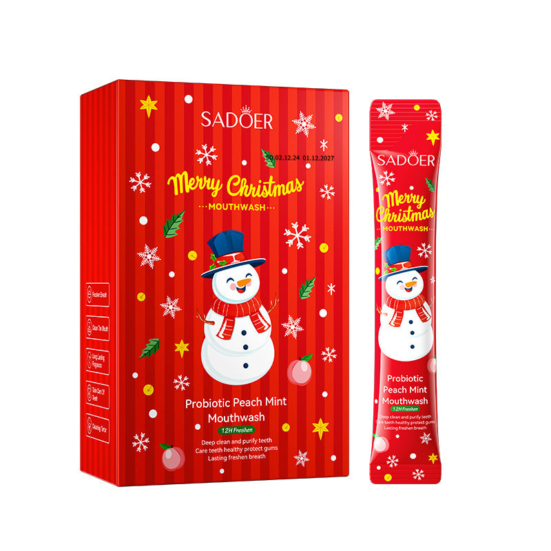 Full English Christmas Probiotic Mouthwash SADOER Green Lemon Mint Oral Cleanser  Wholesale