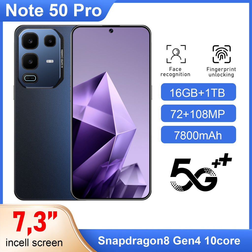 Bestselling Mobile Phone Note 50 Pro Android Phone7.3Large Screen16+1T Smartphone compatible