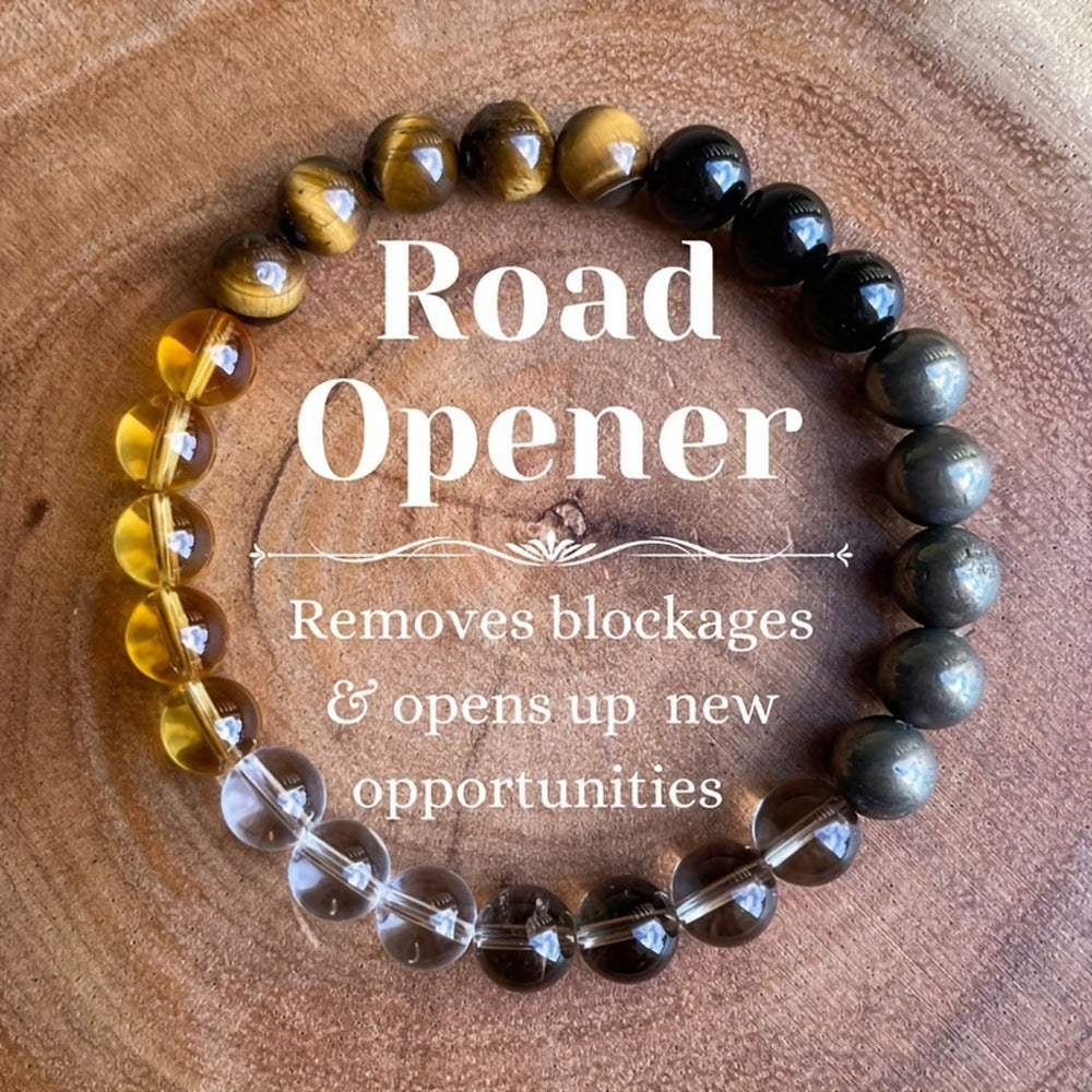 Men's Bracelet8mm Versatile High-End Bracelet Jewelry Woven Elastic Cord Single Loop Obsidian Bracelet