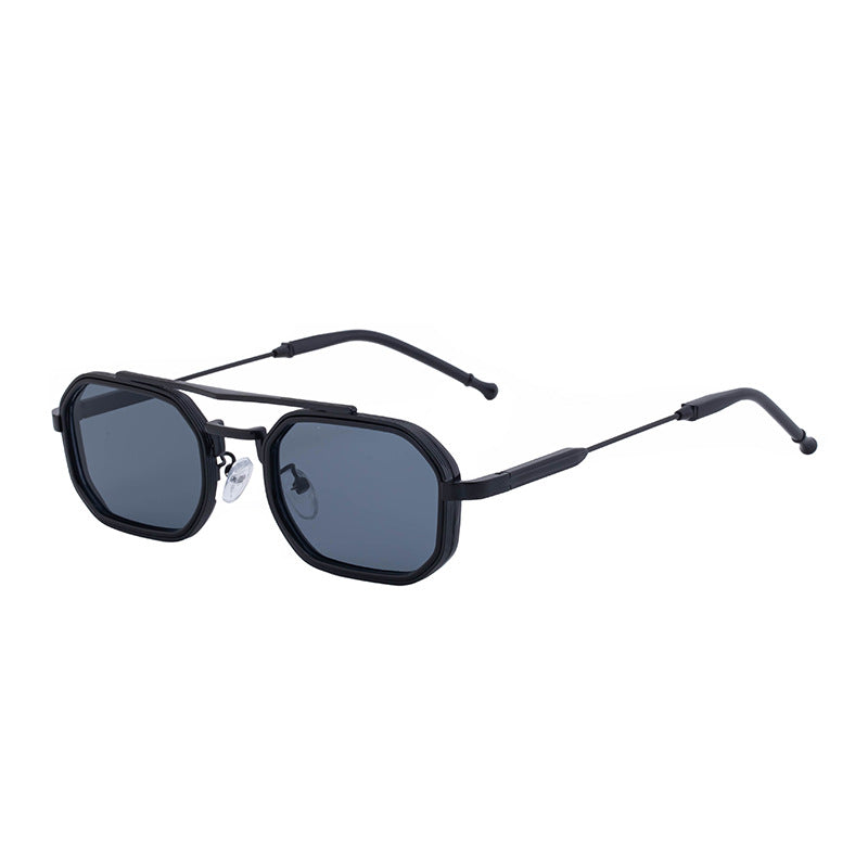 2025New Small Frame Glasses Men Double Beam retro Sunglasses Men's High Sense Full Frame Sunscreen Sunglasses shades