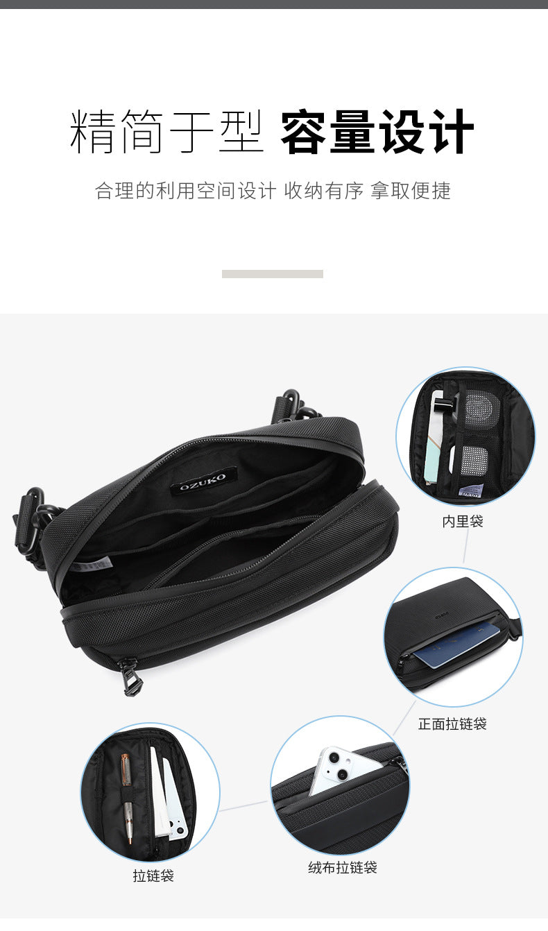 OZUKO Men's Clutch Bag Crossbody Bag Chest Bag High-end Waterproof Multifunctional Trendy Brand Shoulder Bag Organizer Bag