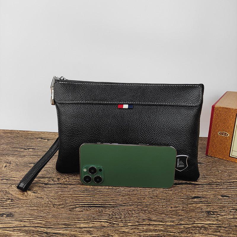 Genuine Leather Clutch Bag with Password Lock, Business Handbag, Casual Large Capacity Pure Top Layer Cowhide Men's Clutch
