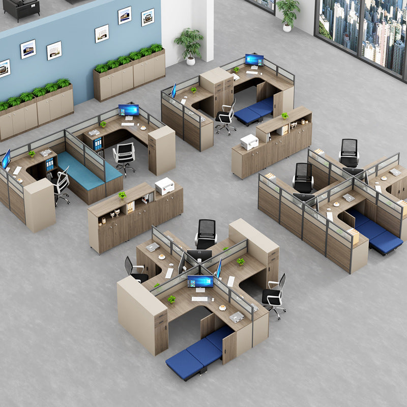 Office Desk Simple Modern Staff Desk with Rest Bed Employee Desk Furniture Partition Screen Cubicle