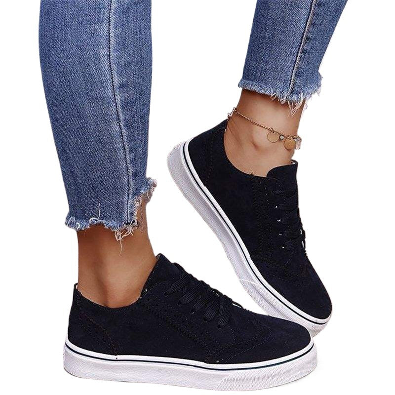 plus Size2025Autumn New Lace-up Casual Women's Shoes Round Toe Flat Solid Color Women's Shoes