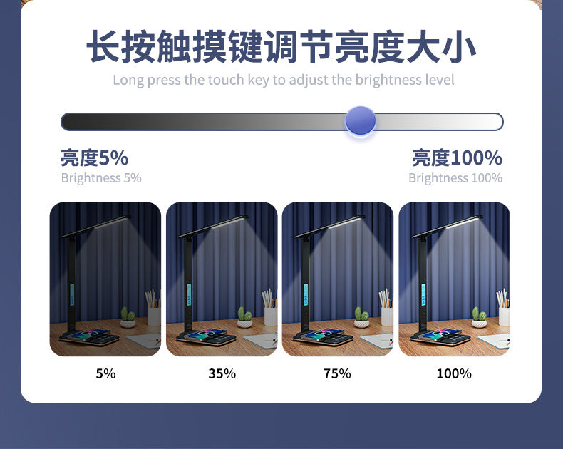 Wireless Charging Table Lamp Bedside High-end Adjustable Dimming Color Night Light Multi-functional Desktop Study Lamp