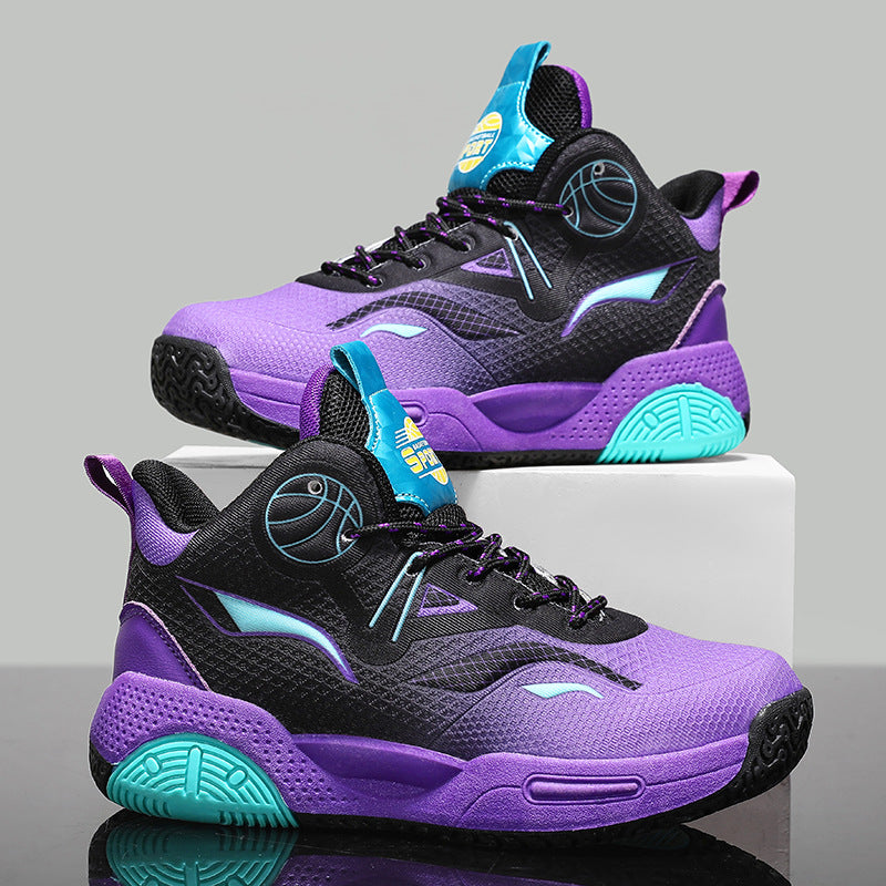 Boys' Casual Fashion Trendy Children's Shoes Non-Slip Wear-Resistant Sports Shoes for Elementary School Students Training Multi-Color Basketball Shoes