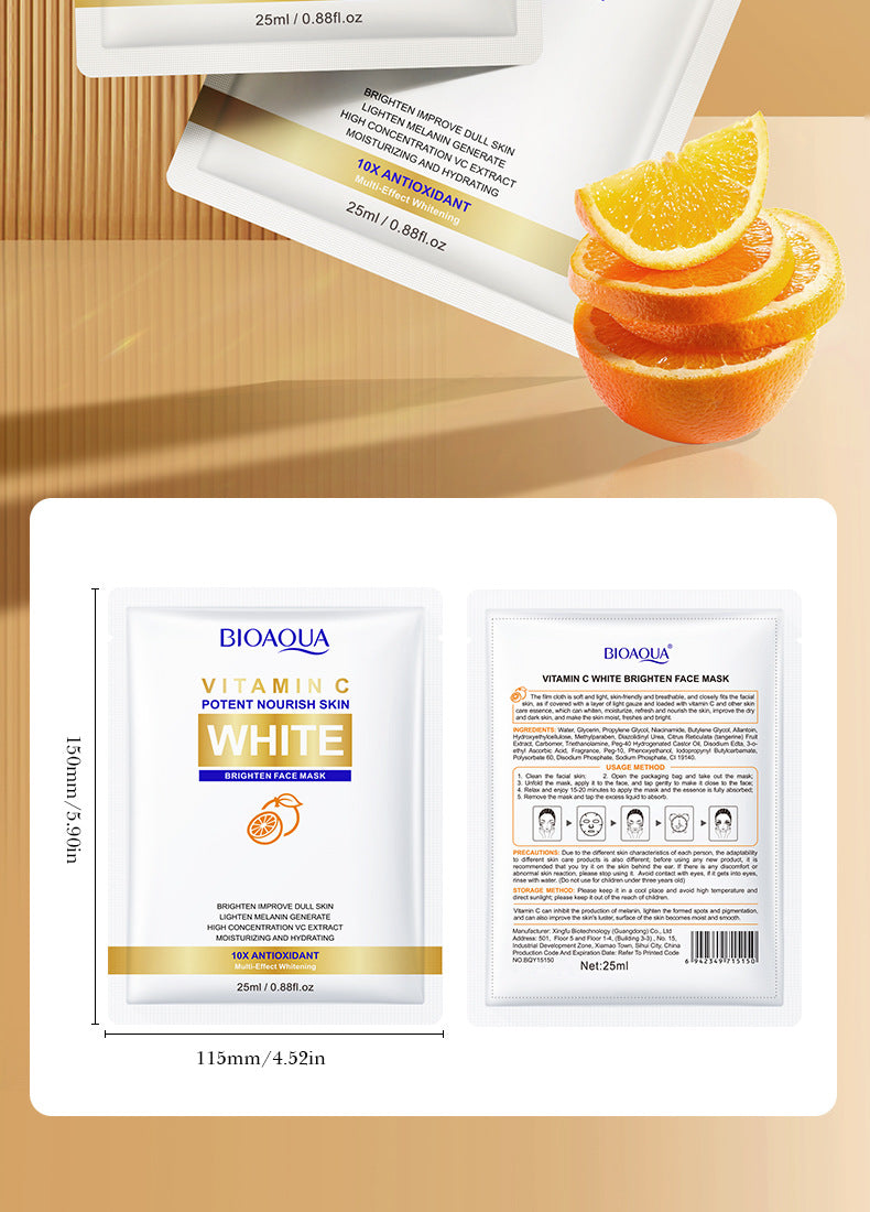 VC Whitening Mask BIOAOUA Vitamin C Hydrating, moisturizing, and brightening skin tone cross-border wholesale