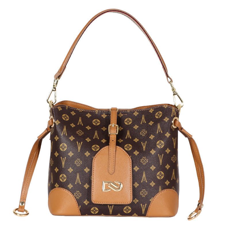 Trolis New Trendy Fashion Retro Bucket Bag Color-Block Personality Stylish Handbag High-Quality Crossbody Bag