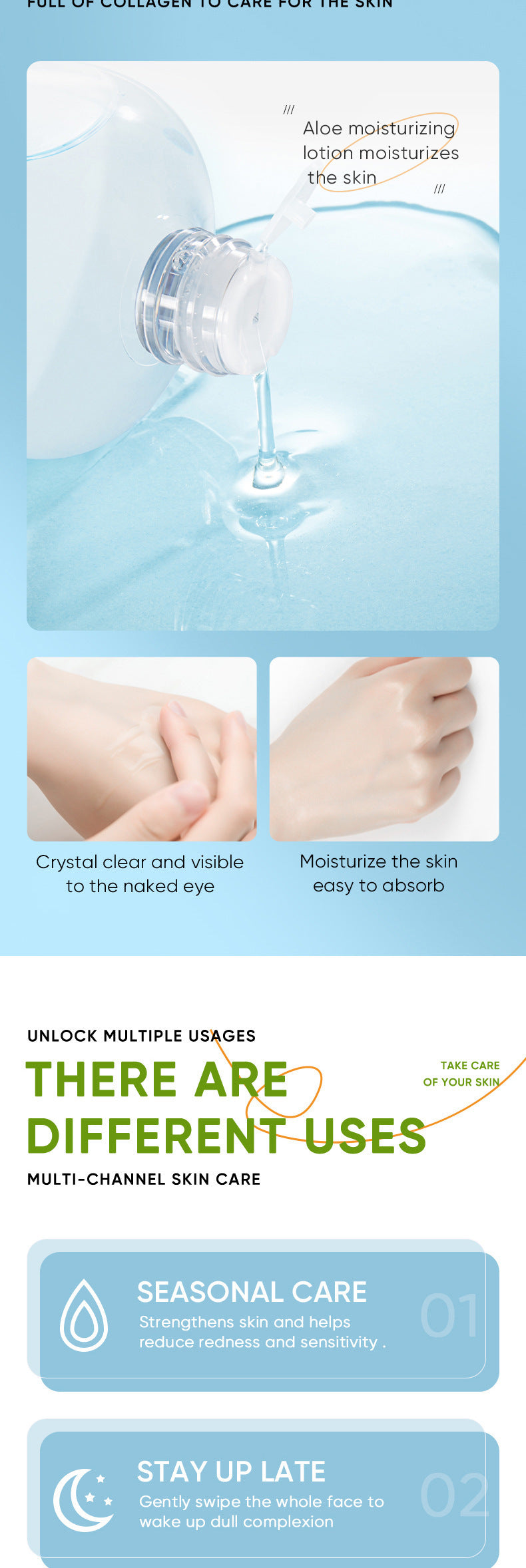 Full English Aloe Lotion500ml SADOER Moisturizing Large Capacity Lotion  Foreign Trade Wholesale