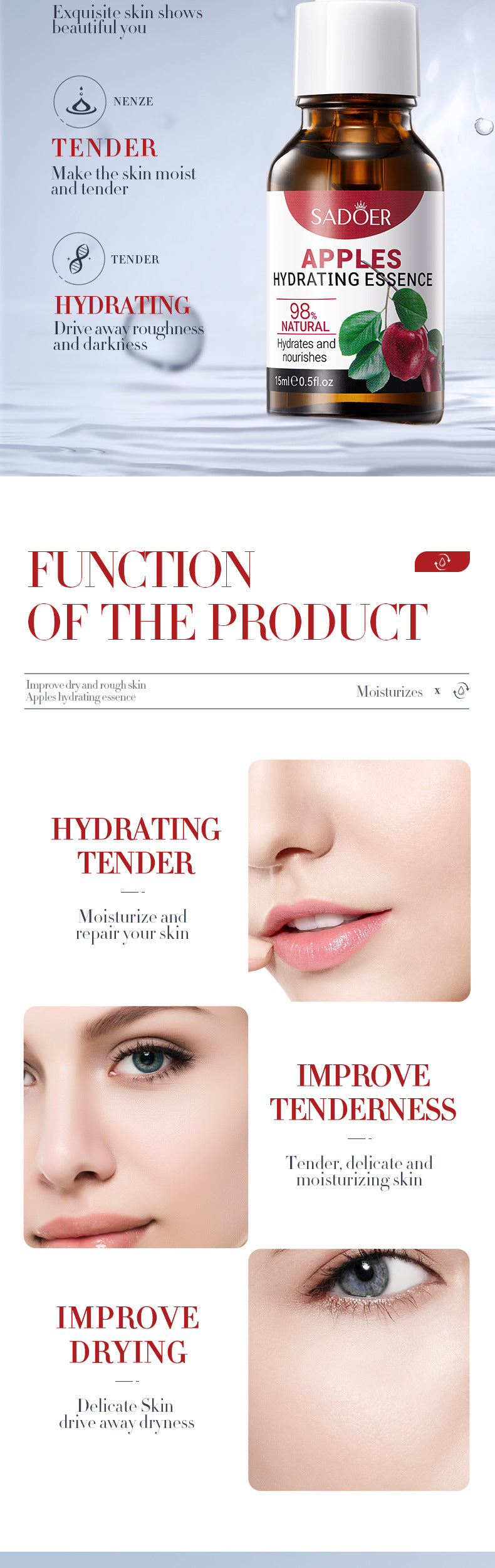 Fruit Essence15ml  Apple Plant Moisturizing and Hydrating Export Manufacturer Wholesale