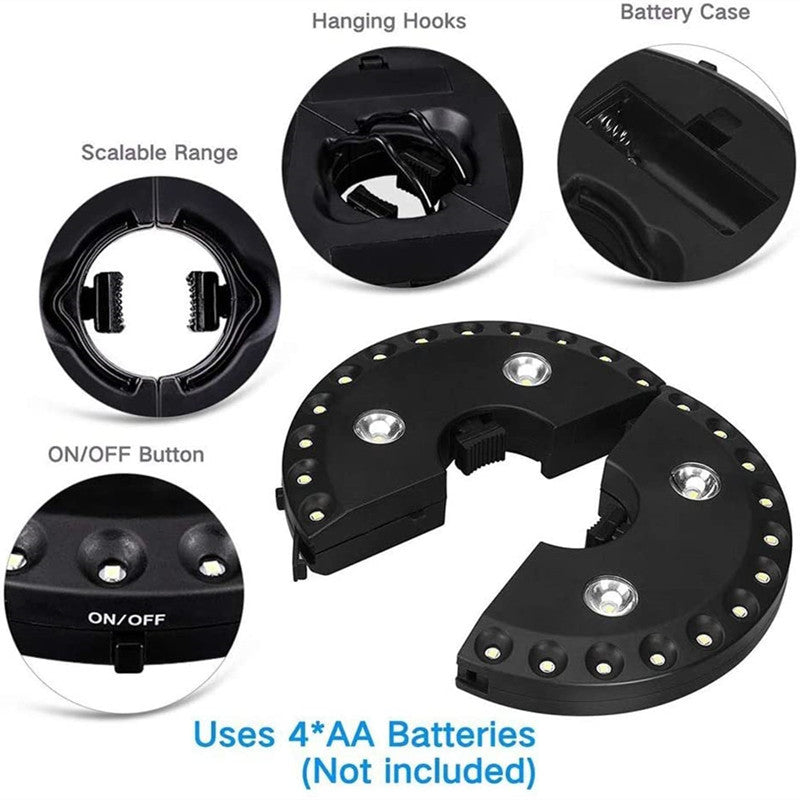 Multifunctional Outdoor Tent Light24+4LED Umbrella Lamp Dry Battery Camping Light Detachable Round Hanging Camping Light