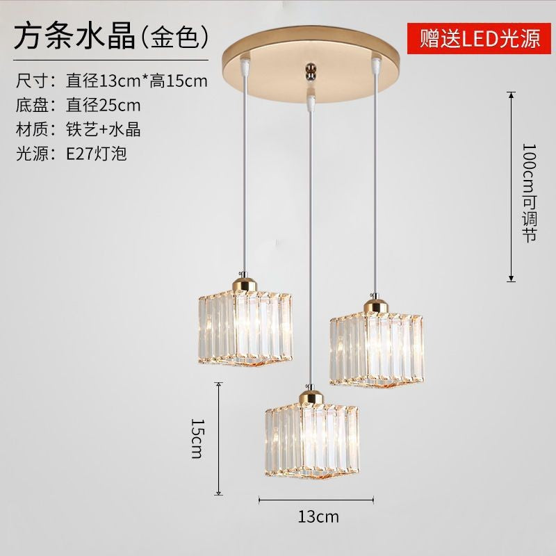 Export Simple Restaurant Crystal Pendant Light Single Head3Headboard Pendant Light Dining Table Bar Crystal Pendant Light Wholesale