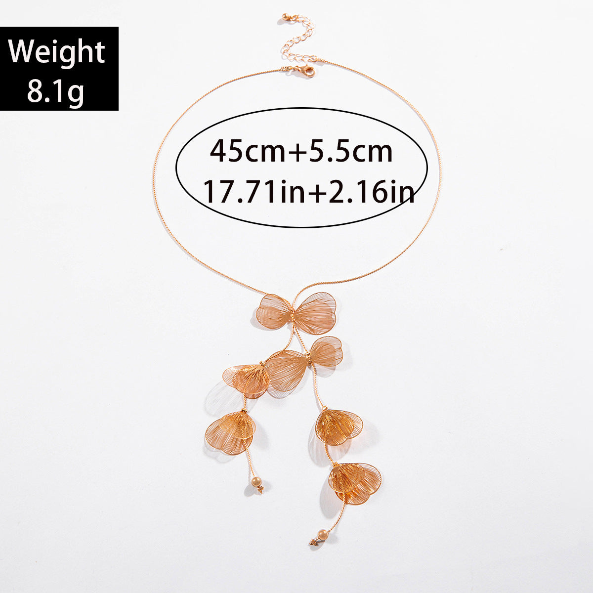 European and American Niche Ginkgo Leaf Tassel Necklace Design Sense Retro Pull-out Imitation Pearl Choker Jewelry choker
