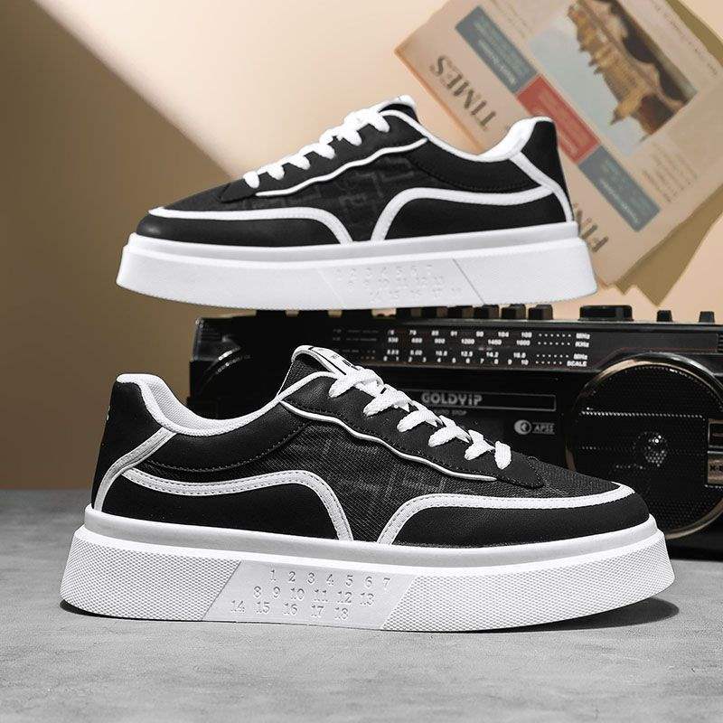 Men's White Sneakers Trendy Casual Shoes Summer Versatile New Breathable Height-Increasing Thick-Soled Sports Shoes HJ18807