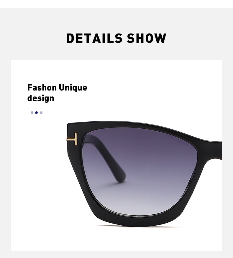 Vintage T Cat Eye Sunglasses for Women Fashionable High-End Sunglasses Trendy ins Street Style Full Frame Sun Protection Glasses shades