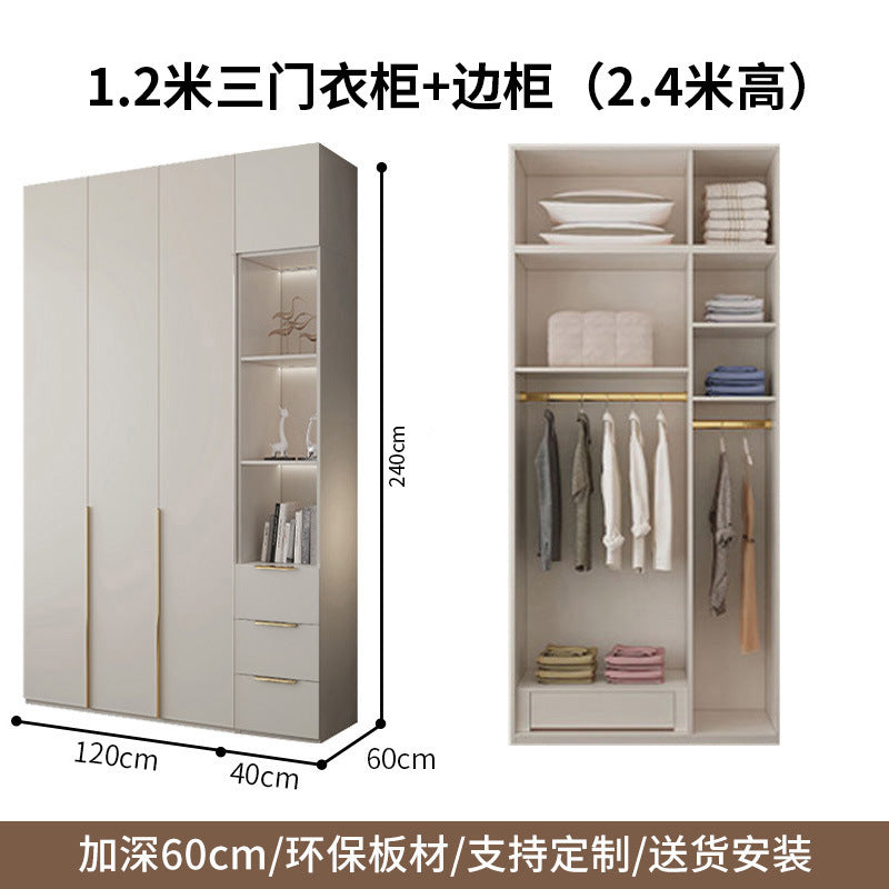 One-Door to Ceiling Heightened Solid Wood Wardrobe for Home Bedroom, Double Door Simple Assembly Cabinet, European Pine Board Storage Cabinet, Wardrobe