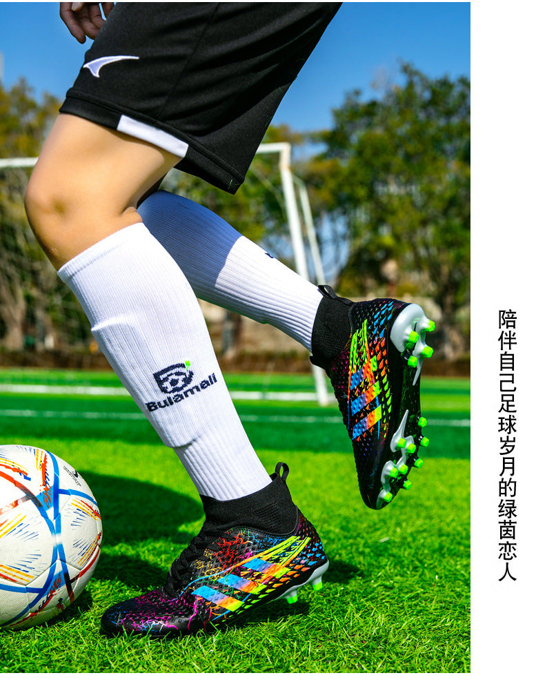 New high-top soccer shoes for men and women AG Spike TF Broken Nail Youth Student Grassland Competition Training Shoes