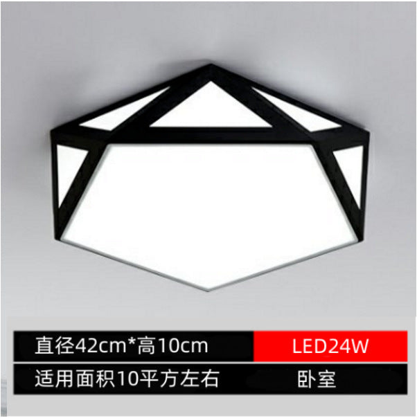 Minimalist Iron Art Acrylic Ceiling Light Nordic Diamond Geometric Hollow Children's Bedroom Colorful Macaron led Lamp