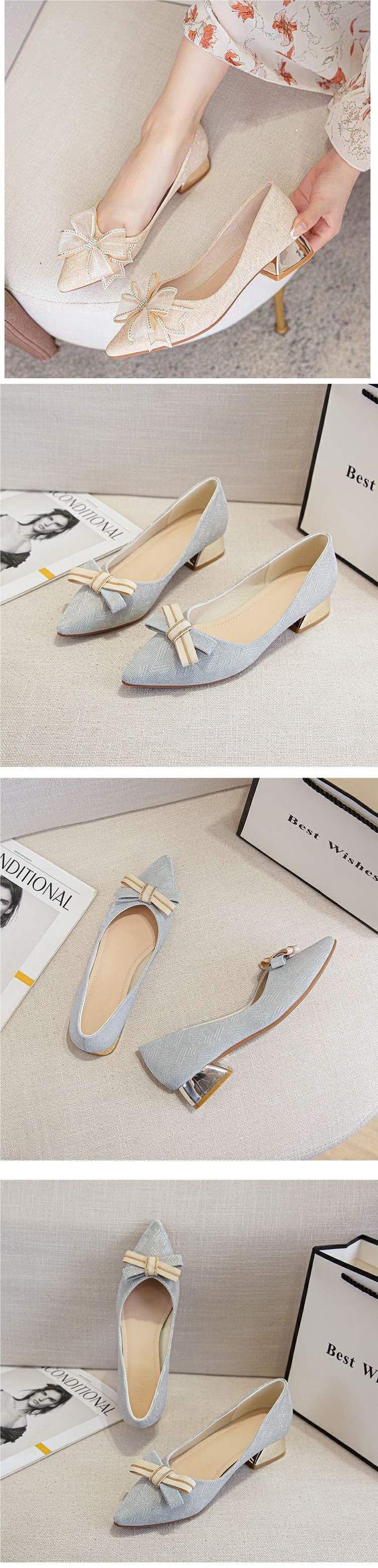 Elegant Chunky Heel Soft Sole Slip-On Fairy Gentle Shoes French Style Chunky Heel Pointed Toe Shallow Mouth Shoes Pair with Dress Versatile