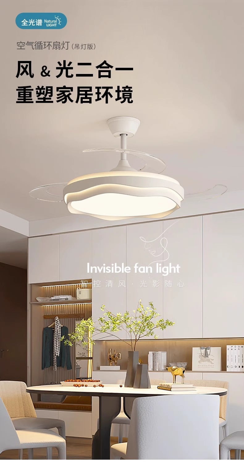 Invisible Fan Light Full Spectrum Eye Protection High Wind Power Silent Modern Simple Hall Bedroom Room Restaurant Ceiling Fan Light