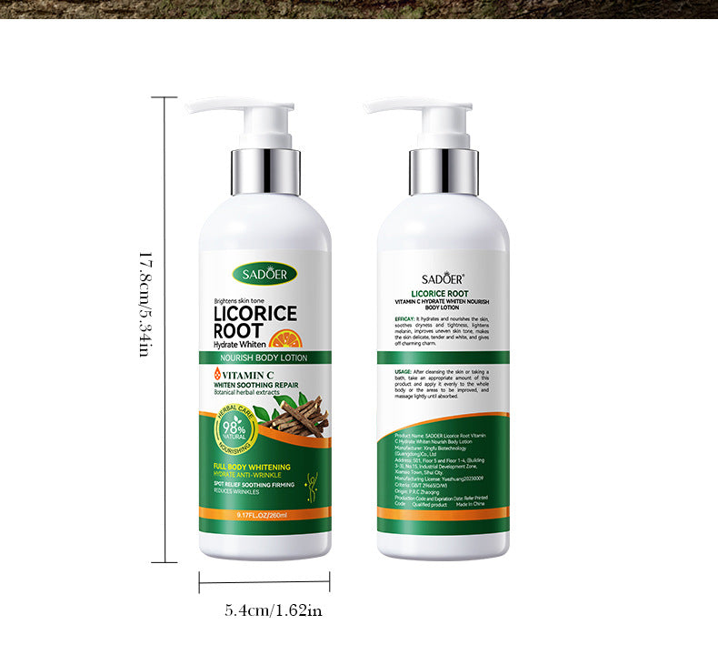 Licorice VC Body Lotion260gSADOER Whitening, hydrating, moisturizing skin care cross-border wholesale
