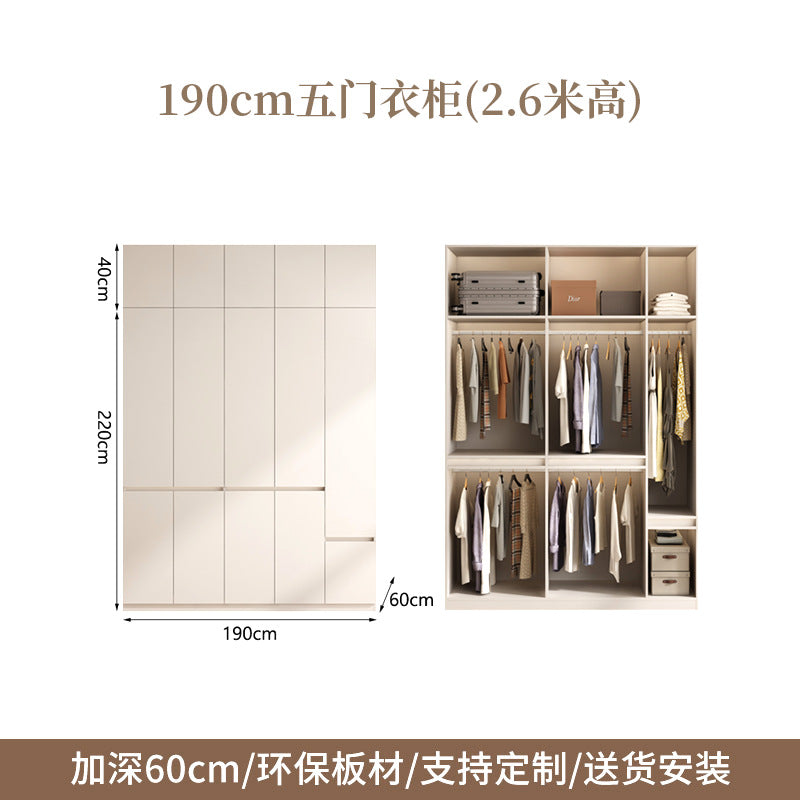 2025New Cream Style Wardrobe for Home Bedroom, Segmented Simple Modern Storage Cabinet, Large Coat Closet