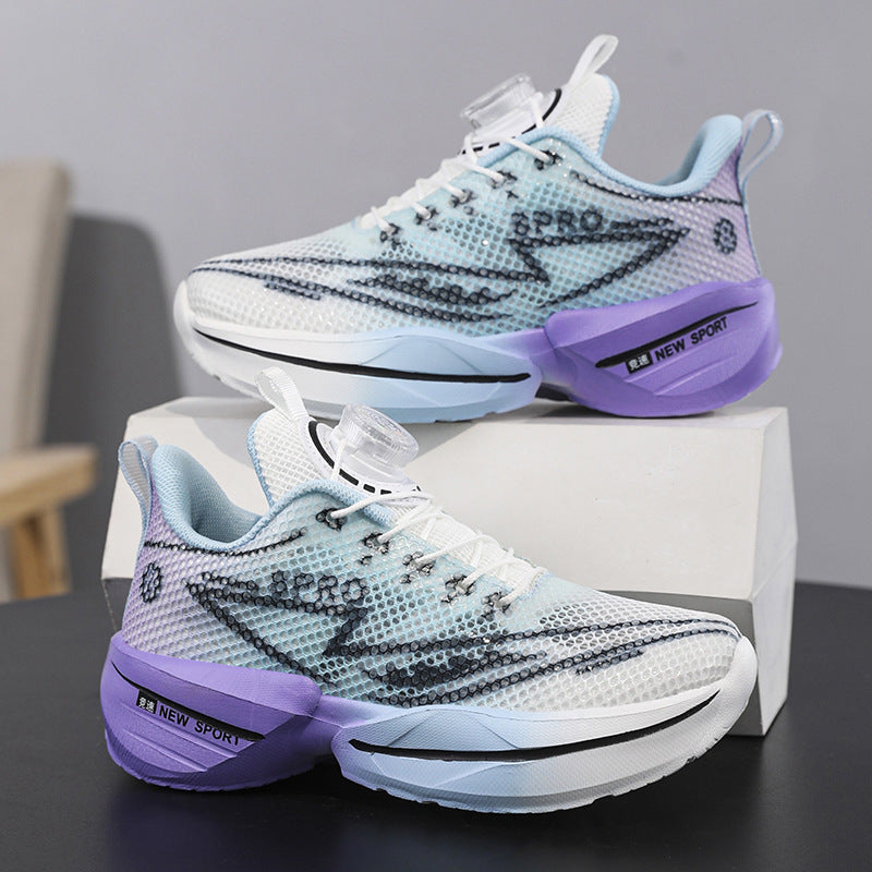 Red Rabbit Breathable Mesh Children's Rotating Buckle Trendy Shoes Boys' Non-Slip Wear-Resistant Sports Shoes Girls' Casual Mesh Running Shoes