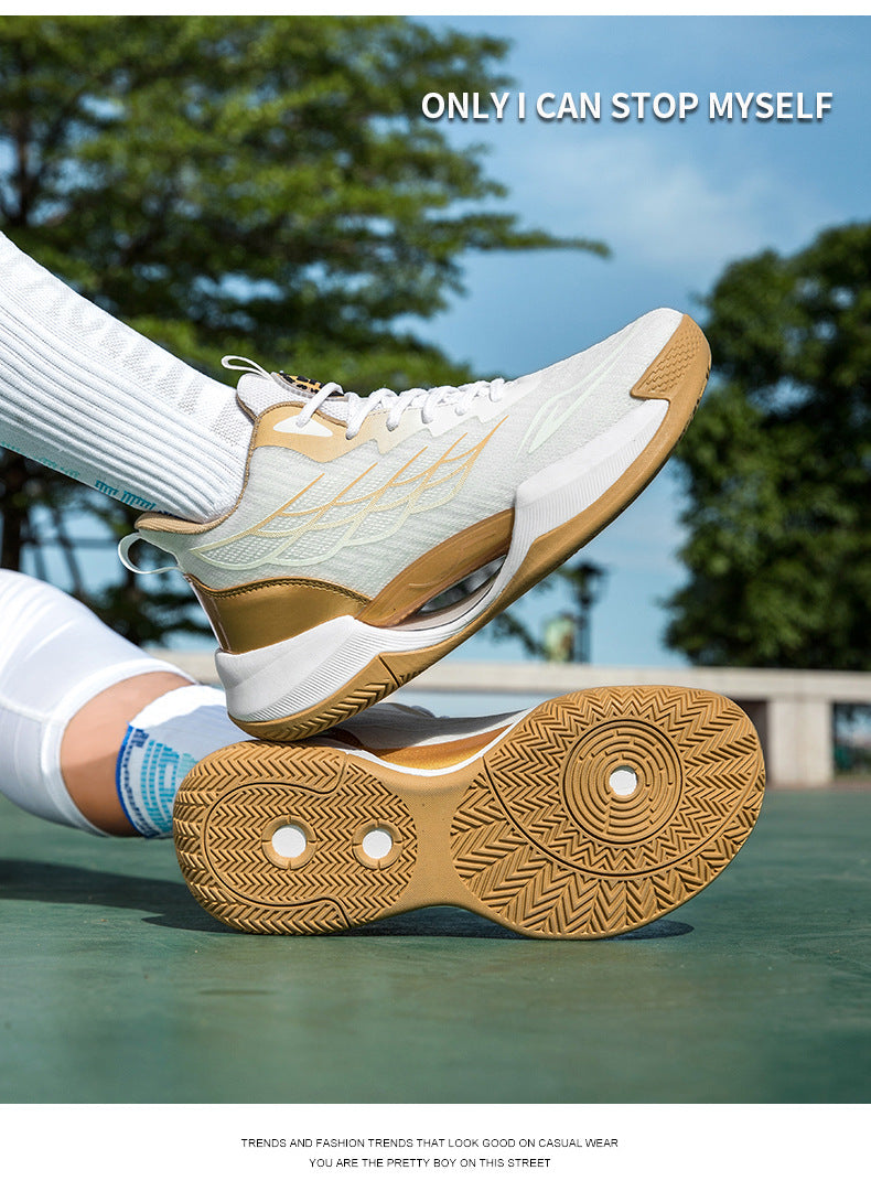 2025New Men's Shoes Mesh Breathable High Elastic Shock Absorption Sports Shoes Youth Casual Non-slip Thick Bottom Basketball Shoes