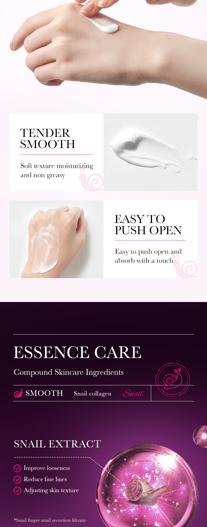 Full English Snail Face Cream50g Collagen Hydrating Moisturizing Cream  Foreign Trade Wholesale