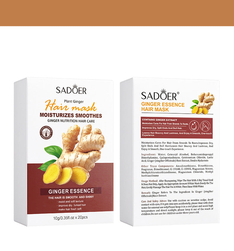 Ginger Hair Mask SADOER Improve Frizz, Soften and Smooth, Portable Strip Pack, Cross-Border Foreign Trade Wholesale