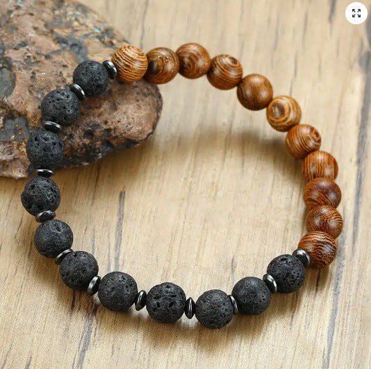 AliExpress8mm Volcanic Lava Stone Bracelet Natural Emperor Stone Couple Fashion Bracelet Factory Direct Sale