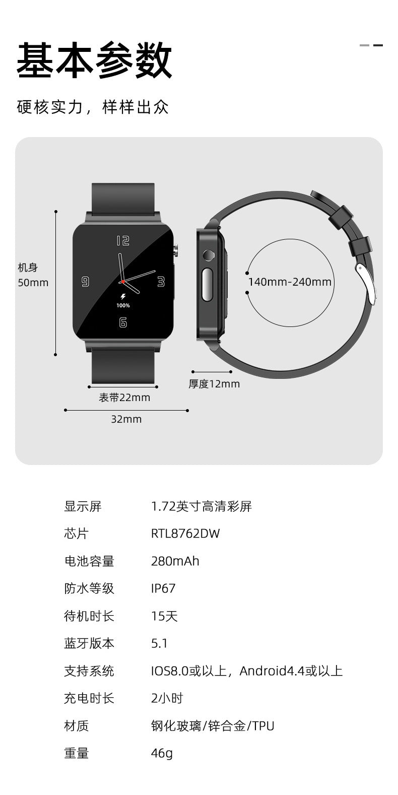 KS03Smart Watch Non-invasive Blood Glucose ECG ECG blood pressure blood oxygen temperature monitoring smartwatch manufacturer