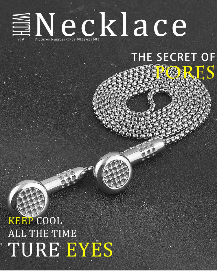 Titanium Steel Jewelry Hip Hop Disco Necklace Fashionable Personality ins Music Headphones Stainless Steel Pendant Jewelry