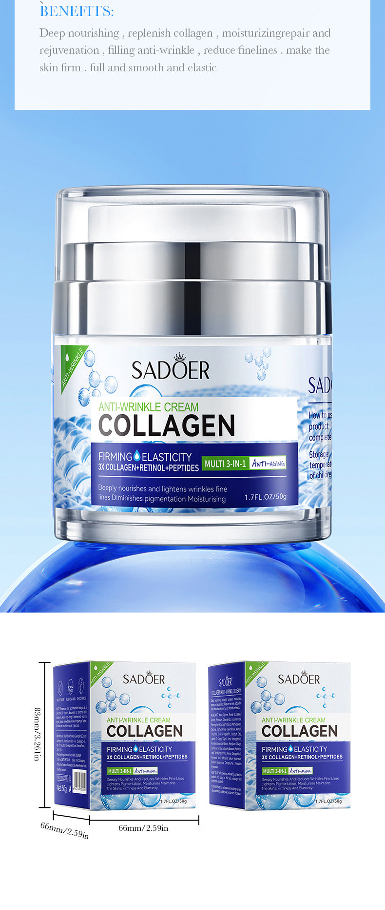 Full English Face Cream Eye Cream SADOER Anti-wrinkle, hydrating, moisturizing, wrinkle-reducing, brightening neck cream for  foreign trade wholesale