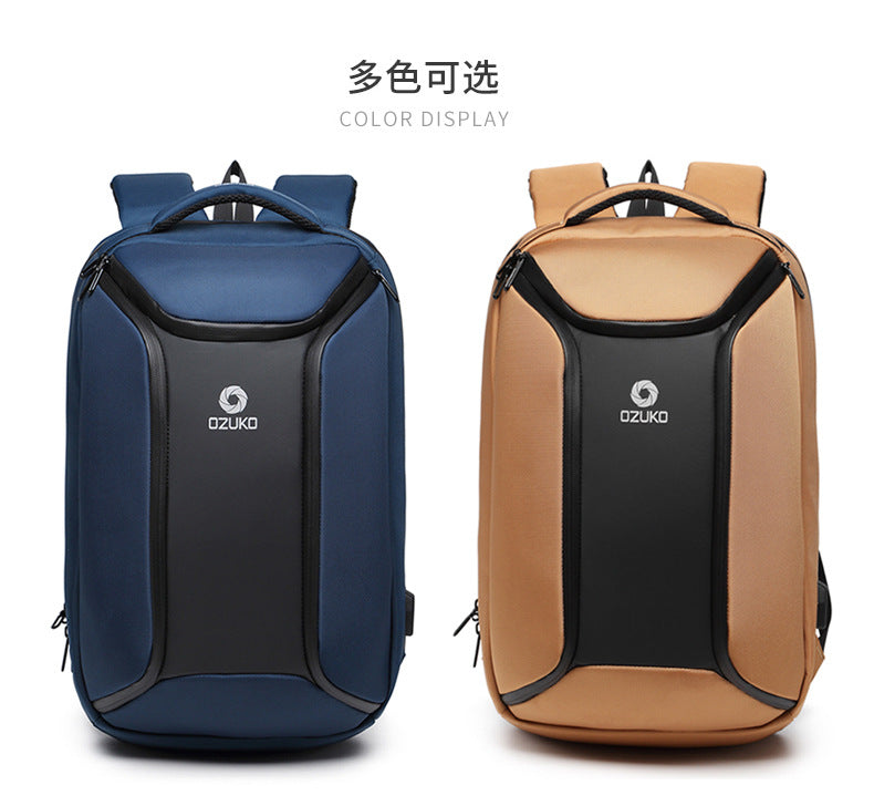 ozuko New Men's Business Backpack School Bag Student Multifunctional Computer usb Waterproof Korean Style Backpack