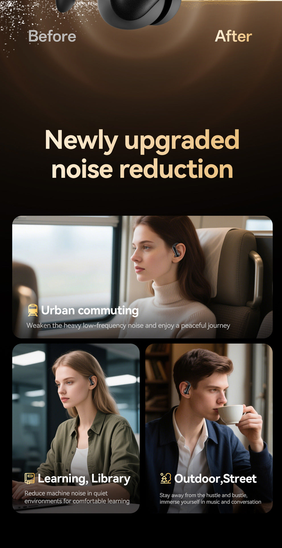 New M145Long Battery Life Ear-Hook and In-Ear Headphones Private Model Low Latency Wireless Bluetooth Earphones