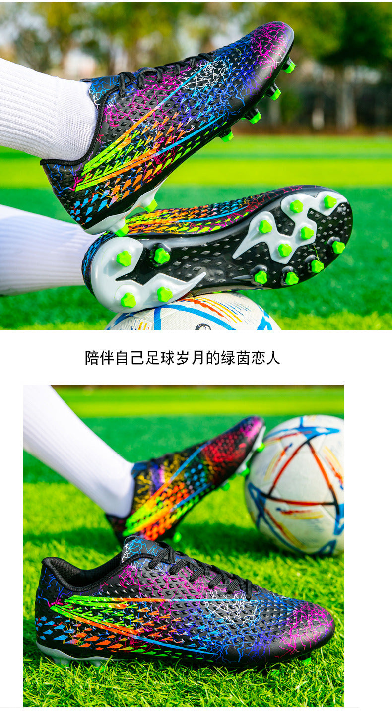 New professional football shoes for men and women AG Long Spike Colorful Multi-Color Youth Student Grass Competition Training Shoes