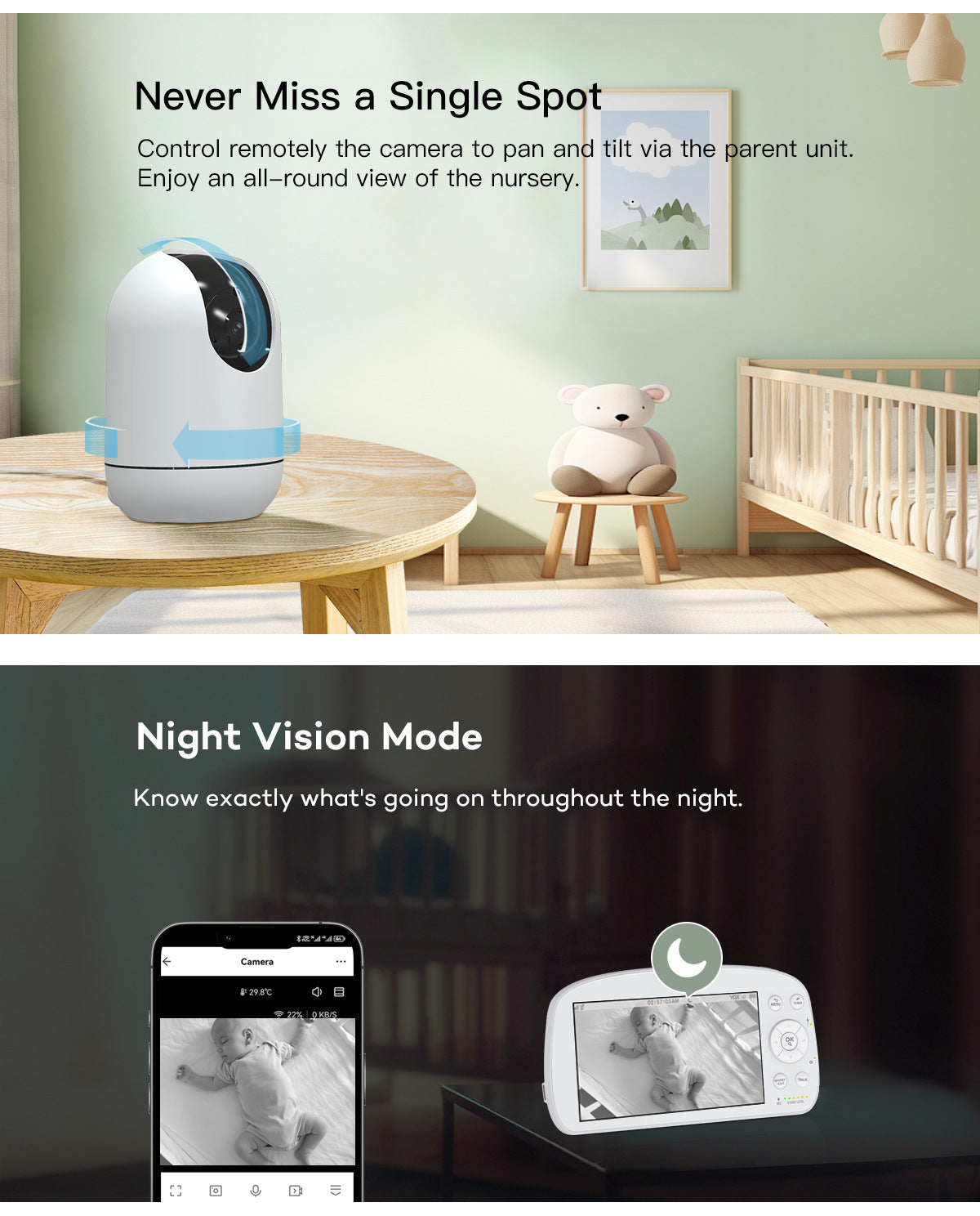Factory Direct Smart Baby Monitor with Crying Detection Tuya babymonitor Baby Care Device